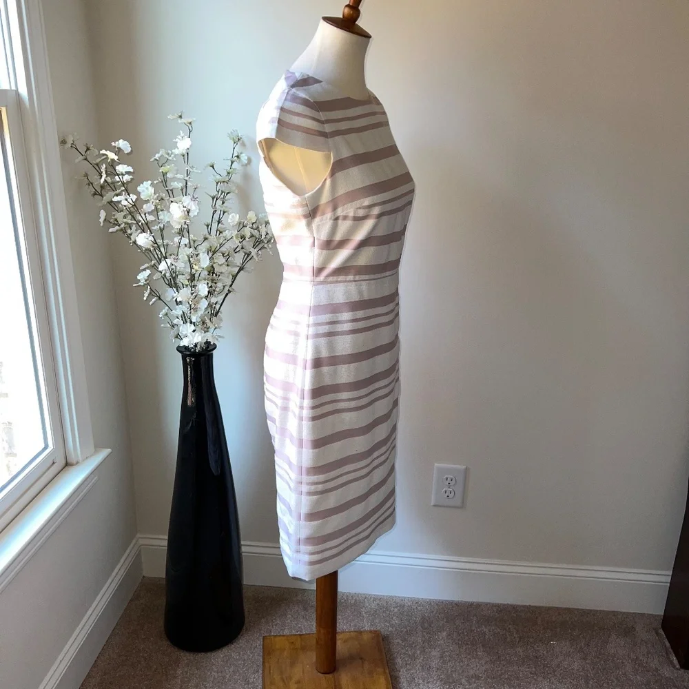 J. Crew Pink and White Striped Cap Sleeve Suiting Dress Size 2